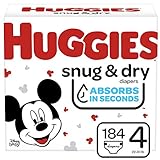 Huggies Snug & Dry Baby Diapers, Size 4, 184 Ct, One Month Supply