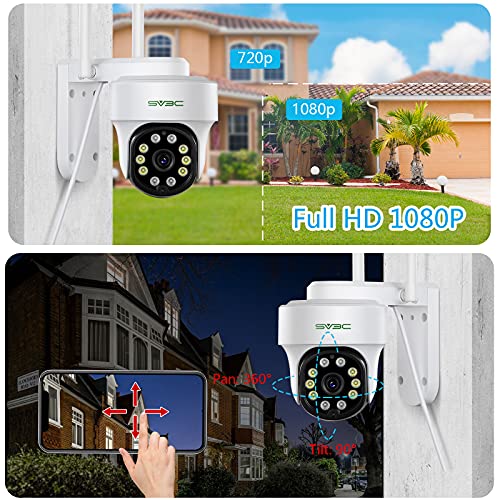 SV3C Pan Tilt IP Camera Outdoor with Floodlight & Tracking, 1080P WiFi
