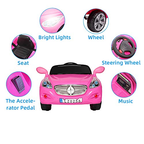 VALUE BOX Kids Ride On Car 12V Battery Motorized Vehicles Electric Cars for Kids with Manual/2.4G Remote Control,LED Headlights,Music,Horn,Safety Belt,Automatic Reset Fuse(Pink) - Thumbnail 4