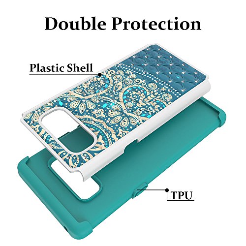 Note 8 Case, Galaxy Note 8 Case, MagicSky [Shock Absorption] Studded Rhinestone Bling Hybrid Dual Layer Armor Defender Protective Case Cover for Samsung Galaxy Note 8 (Flower1)