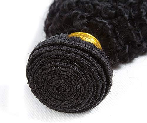 BERYLSHOP Brazilian Fashion Human Virgin Hair Bundles Afro Kinkys Curly Hair Extensions One Bundle Natural Color (100+/-5g)/pc 10 Inch-24 Inch (Color : Black, Size : 18 inch)