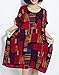 ELLAZHU Women Summer Loose Plus Size Plaid T-Shirt Dress GA622 Red, One Size