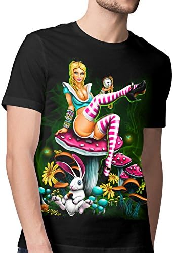 Electric Wonderland' Alice Rave T Shirt - Glow in The Dark EDM Clothing - Mens Tee