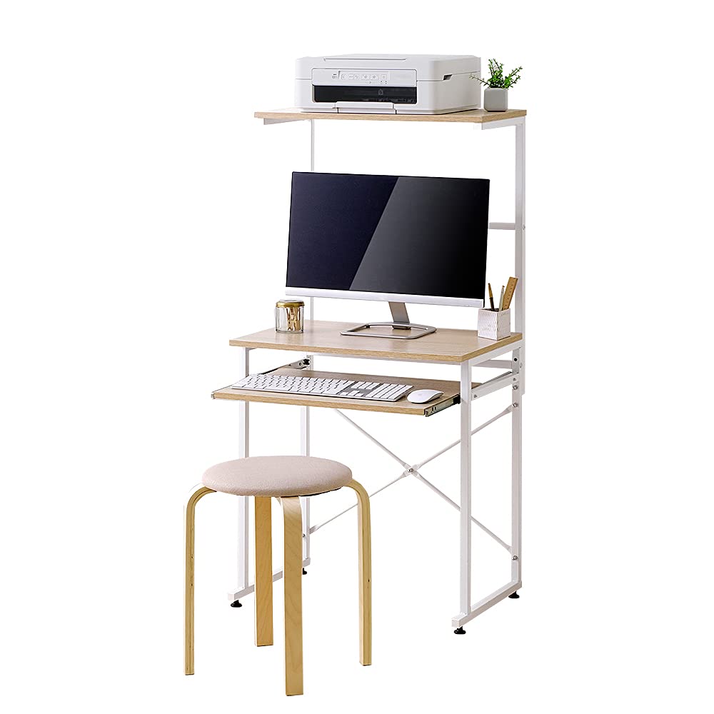 アイリスオーヤマ 机 オフィス PCデスク 幅60×奥行42×高さ127cm パソコン ワークデスク 組立品 TDK-6042 ライトナチュラル/ホワイト の商品画像