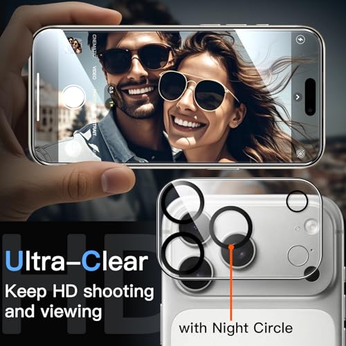 JETech Screen Protector for iPhone 17 Pro Max 6.9 Inch with Camera Lens Protector, Easy Installation Tool, 9H Hardness Tempered Glass Film, HD Transparent, 2 Pieces Each