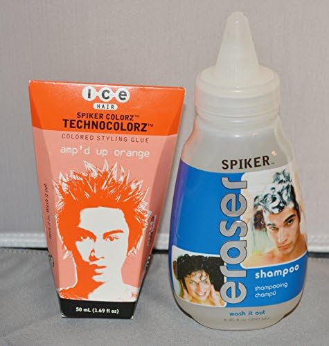 Joico Ice Hair Spiker Colorz Colored Styling Glue Amp'd Up Orange 1.69oz & Spiker Eraser Shampoo 8.45oz