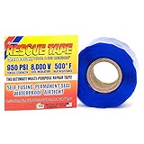 Rescue Tape | Self-Fusing Silicone Tape | Emergency Pipe & Plumbing Repair | DIY Repairs | Seal Radiator Hose Leaks | Wrap Electrical Wires | Used by US Military | 1" X 12' | Silicone Rubber | Blue