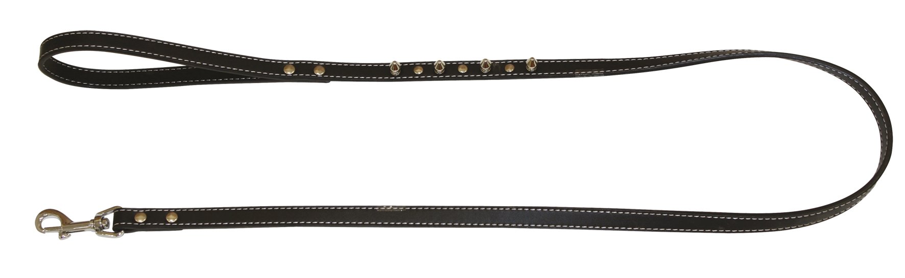 Croci Leather Leash with Studs, 2.5 cm x 120 cm, Black