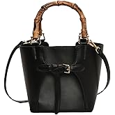 Women’s Bucket Bag Trendy Crossbody Bags For Women Vegan Leather Bamboo Handle Shoulder Handbags Spring Summer Travel Purse