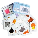 Baby Infant 32pcs Flash Card Jigsaw cognition puzzle Shape Matching Puzzle Cognitive Learning Early Education Card Learning Toys in a Box - Animal