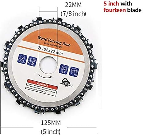 4 4 5 5インチグラインダーディスクとチェーンファイン研磨カットチェーン100 115 125アングルグラインダー木材彫刻ディスク切断形状 5inch 14 Teeth 切断砥石 Amazon