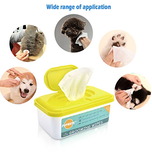 PUPMATE All Natural Pet Grooming Wipes, 100 Fresh Counts, Extra Moist & Thick, Rapid Deodorizing and Cleanup, Hygienic and Hypoallergenic Pet Care for Dogs & Cats, Puppies & Kittens (Natural)