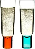 Sagaform Hand-Blown 6-1/8-Ounce Champagne Glasses, Blue/Orange, Set of 2