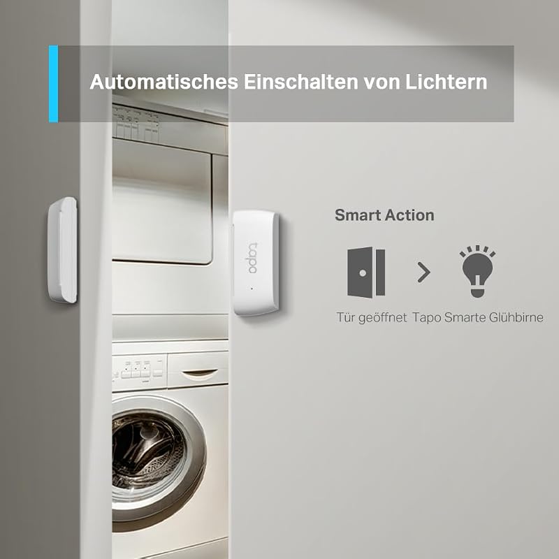 T110 Smart Kontakt Sensor für Fenster-/Türsicherung, Batterielebensdauer von mehr als 1 Jahr, Sofortige App-Benachrichtigung, Muss mit Tapo Hub verwendet Werden