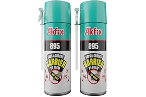 Akfix 895 PestBlocker Insulation Spray Foam (2x12 Oz.) - Gap Filler, Gaps & Cracks Barrier, Hole Blocker, Polyurethane Expanding Foam Spray for Barrier, Gaps Cracks Filler | 12 Oz. 2 Pack