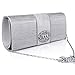 Ladies' Designer Pleated Satin Evening Bags for Women Formal Clutch Purse Stone Evening Handbag (silver)