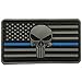 SpaceAuto 3D PVC Rubber American Flag w/ Police Thin Blue Line Law Enforcement Skull Military Army Tactical Morale Badge Patch 3.15