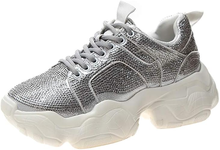 Amazon リングルー スニーカー レディース シューズ 厚底シューズ スパンコール スニーカー 軽量 カジュアルシューズ 痛くない 歩きやすい ブラック シルバー キラキラ シルバー ヒールスニーカー 快適 かわいい 通勤 フラットシューズ スニーカー