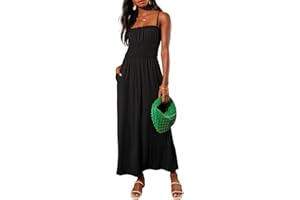 Dokotoo Summer Dress Casual Womens Fashion Sleeveless Midi Dress with Pockets Pleat Long Tiered Maxi Dress