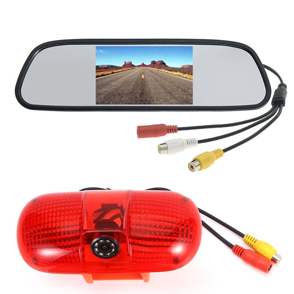 HD Reversing Camera with Rear-view Mirror Replacement for Vauxhall Opel Movano Kipper Combi X70 MK/Movano A/Renault Master Kasten lI/Mascott/Fiat Scudo/Citroen Jumpy/Peugeot Expert 224 222 VF3
