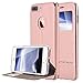 iPhone 8 Plus Case, iPhone 7 Plus Case, LONTECT Slim Thin View Window PU Leather Flip Case with Smart Unlock Metal Slide Touch for Apple iPhone 8 Plus /iPhone 7 Plus - Rose Gold