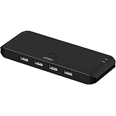ATEN Essentials US4224 2 x 4 USB 2.0 Sharing Switch, Share 4 USB Peripherals Between Two Computers, 480 Mbps, Quick Switch, Compact, Windows, macOS, MacBook, PC, Bus-Powered, Plug and Play