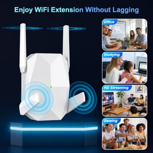 EELEDEN WiFi Extender, 2026 20X WiFi 6 Booster AX3000 Dual Band | (5.8/2.4GHz) 19999 sq.ft Long Range and 150+ Devices, WiFi Extender Signal Booster with Ethernet Port for Home (White)
