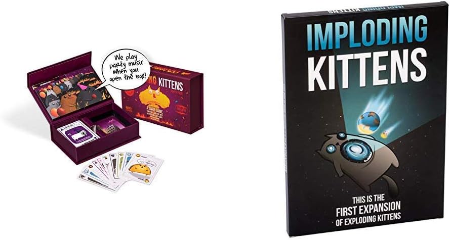 Exploding Kittens Card Game - Party Pack for Up to 10 Players - Family-Friendly Party Games - Card Games for Adults, Teens & Kids & Imploding Kittens: This is The First Expansion of Exploding Kittens