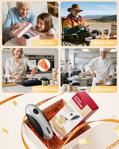 HouseSapp Rechargeable Electric Can Opener - Smooth Edge, One-Touch Automatic Can Opener for Seniors & Arthritis, Hands-Free Can Openers for Kitchen, Type-C Fast Charge, Compact Portable Can Openers