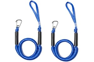 NIUTRIP Bungee Cord Dock Line with Stainless Steel Clip Boat Rope Mooring String with Foam Float for Docking,Kayak,Watercraft,SeaDoo,Jet Ski,Pontoon,Canoe,Power Boat Accessory,4-5.5ft,2 Pack