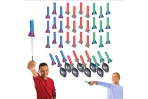 Stomp Rocket Squeeze Rocket 8 Player Party Pack - Includes 8 Launchers, 40 Soft Foam Rockets - Rocket Launcher STEM Gift - Ages 4 & Up - Fun Backyard & Outdoor Kids Toys Gifts for Boys & Girls