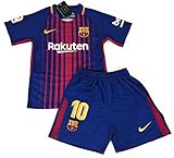 StarSoccer Messi #10 New 2017-2018 FC Barcelona Home Jersey & Shorts for Kids/Youth (7-8 Years Old)