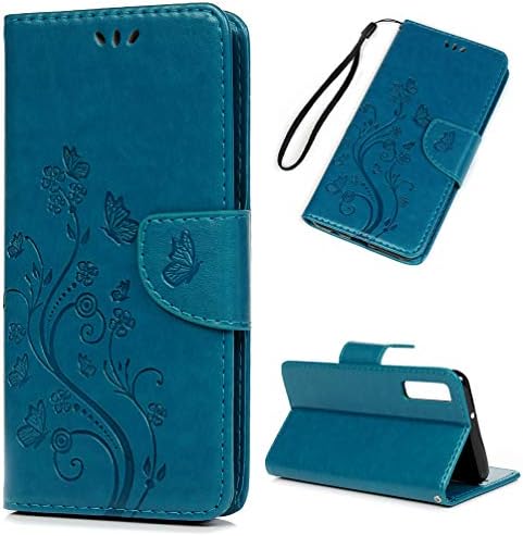 Abuenora Case for Samsung Galaxy A7 2018 Leather Wallet Flip Folio Cover Protective Estuche Book Style Stand Horizontal View Card Holder Slot Magnet Design