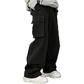 Verdusa Boy's Loose Cargo Pants Elastic Waist Workout Trousers with Pockets