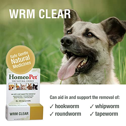 HomeoPet WRM Clear, Natural Worm Treatment for Dogs, Cats, and More, 15