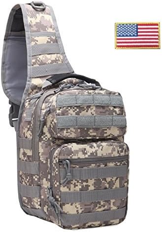 FAMITactical Sling Bag Pack Military Rover Shoulder Backpack EDC Assault Range Bag, Water-Resistant with Flag Patch