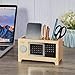 Artinova Wooden Pencil Holder Desk Supplies Organizer Pen Cup, Stationery Storage Box with Calendar for Desk, ARTA-0006M