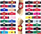 32 Pack Superhero Bracelet for Kids Boys & Girls Superhero Birthday Party Supplies Favors,Superhero Felt Bangle,Wristband Accessories Wrist Strap