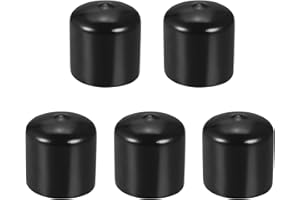 DMiotech 5 Pack 1 1/4" ID Black Screw Thread Protectors Rubber End Caps Bolt Covers for Screw Bolt Furniture Pipe