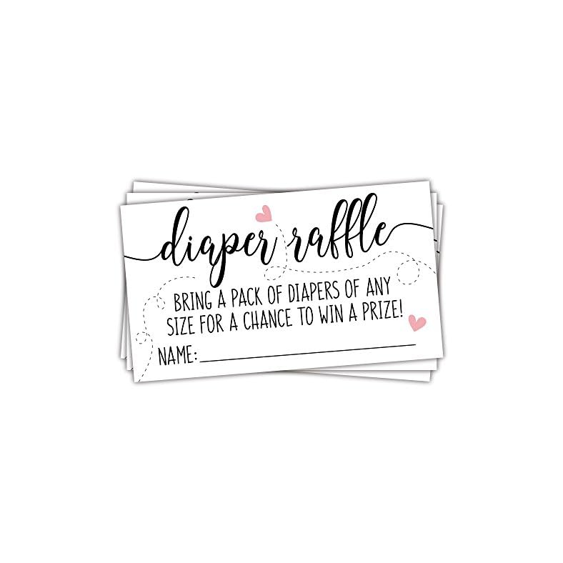 50 Sweet Heart Diaper Raffle Tickets | Gender Neutral Baby Shower Game