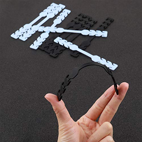 MOTOBA Adjustable Mask Hook Ear Strap Extension, Mask Straps Extension Buckles, Mask Ear Band Elastic Hook Relieves Ear Discomfort and Pain (Black 10pcs)