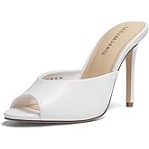 DREAM PAIRS Mule Heels for Women High Heels Stiletto Open Round Peep Toe Mules Sandals Slip on Dress Shoes Sexy Heeled for Party Dressy Prom Wedding