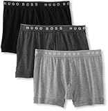 BOSS HUGO BOSS Men's Cotton 3 Pack Boxer Brief, Charcoal/Black/Light Grey, Medium