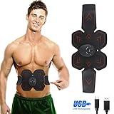 Abs Stimulator Muscle Toner Trainer EMS Abdominal Trainer Ultimate Ab Stimulator for Work Out Abs Power Fitness Abs Training Gear Flex Belt Workout Equipment Portable (red)