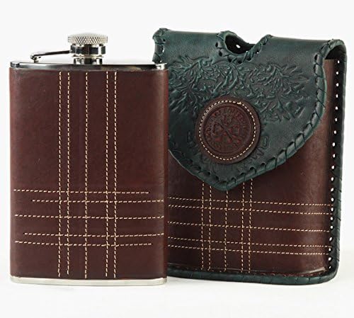 LuxusOlymp 's Exclusive High Quality Craftsmanship - hip flask in leather cover, stainless steel, 200ml SCOTTISH