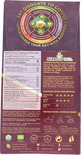 Miracle Tree's Energizing Moringa Infusion - Vanilla Oolong Grape | Super Caffeinated Blend | Healthy Coffee Alternative, Perfect for Focus | Organic Certified & Non-GMO | 16 Pyramid Sachets - Thumbnail 5