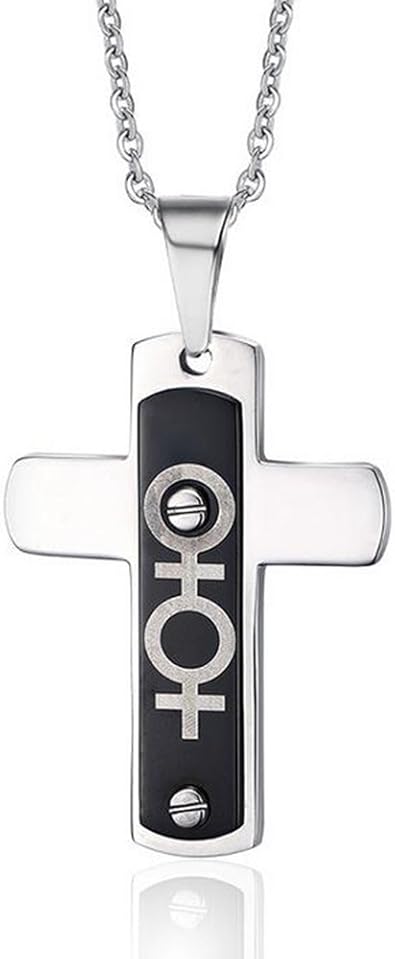 Gudeke Acier Inoxydable Femelle Symbole Pendentif Croix Collier Gay Lesbian Pride Libre Chaine 50 8 Cm Amazon Fr Bijoux