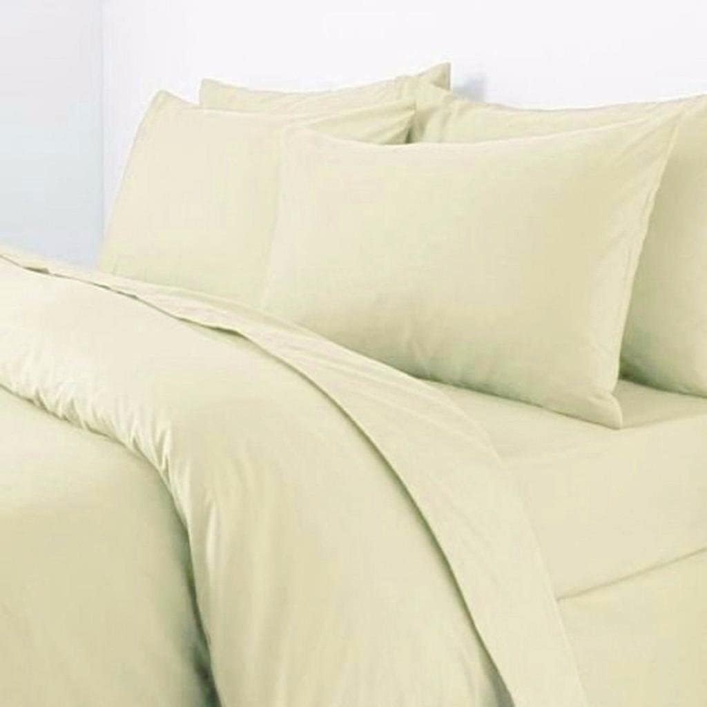 British Home Bedding - Plain Dyed Luxury Cotton Blend Percale Duvet Cover Set with 2 Pillowcases (Cream, Single)
