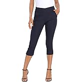 HDE Pull On Capri Pants for Women 19" Inseam Cropped Dress Pants with Pockets