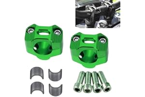 ADSSPRO Universal Motorcycle 7/8" 1 1/8" 22MM 28MM CNC Aluminum Handlebar Handle Risers Adjustable Fat Bar Adapter Mount Clamps Universal For EXC KLX KXF YZF CRF XR SX SXF XCW WR YZ Dirt Pit Bike (Green)